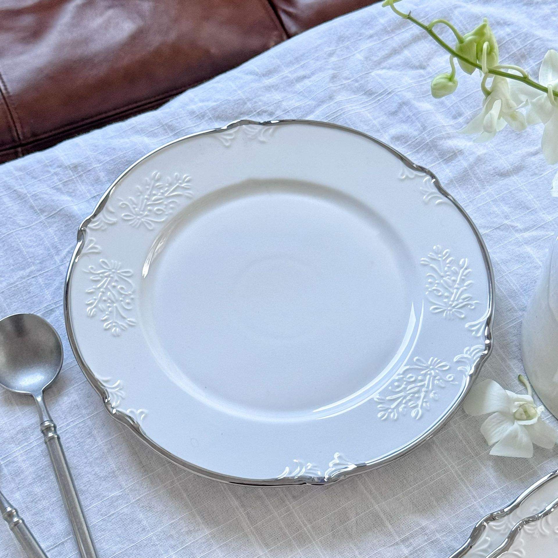 Silver-edged lace large plate 26.5*3