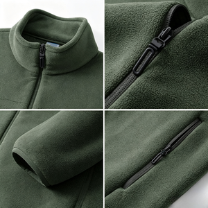 Chaqueta <span class=keywords><strong>polar</strong></span> táctica para hombre con cremallera completa, cuello alto, térmica, capa intermedia, ropa deportiva para exteriores, abrigo antipilling, ropa de trabajo OEM ODM - Product Image 3