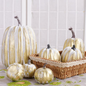 7 Pcs Assorted Sizes Foam Artificial Pumpkins Fall Autumn Halloween Graduation Christmas Easter Festive Tabletop Decoration - Product Image 1