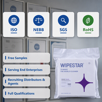 WIPESTAR Tisu Steril Mikrofiber Nonwoven untuk Ruang Bersih 70% Poliester 30% Poliamida ISO13485 Sterilisasi Gamma Bebas Serat