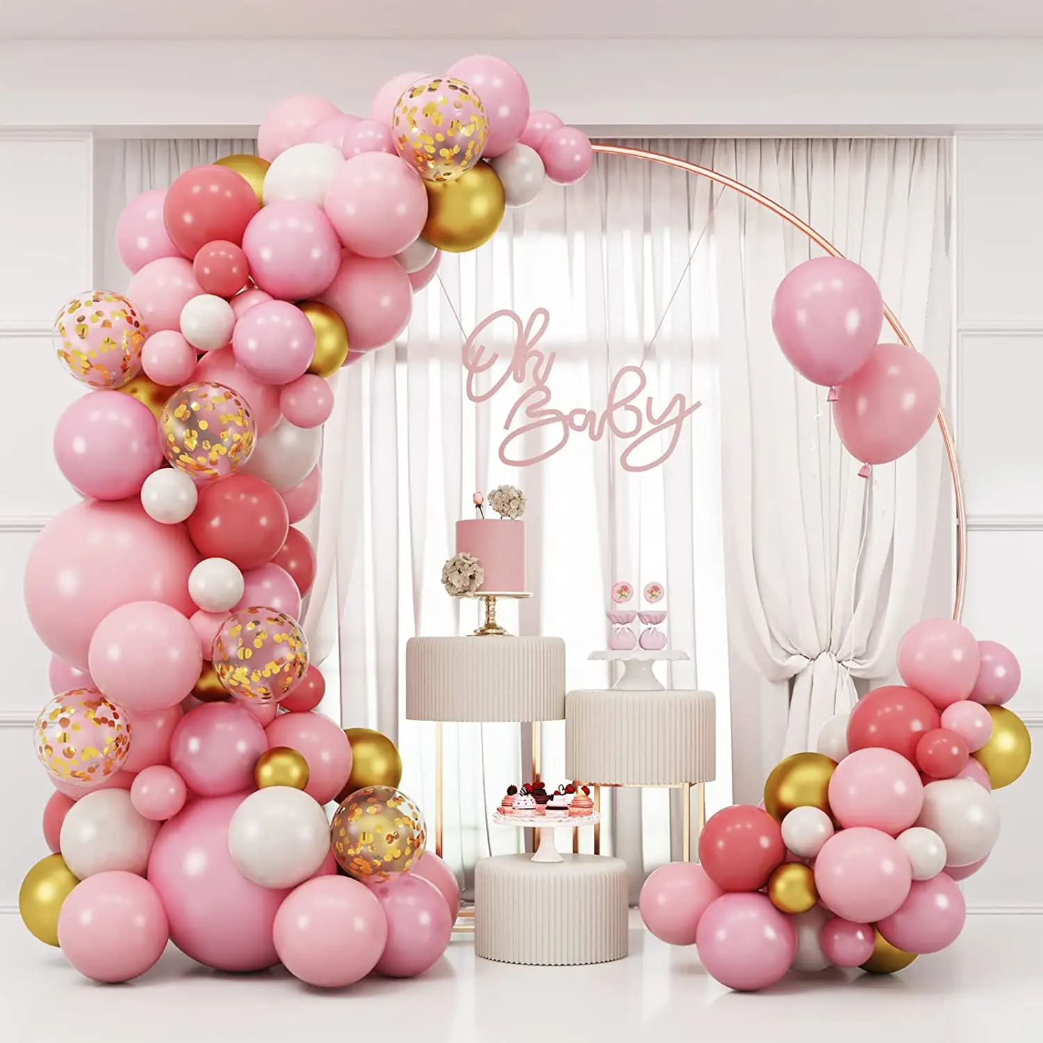 Pink Gold Garland Arch Kit Weiß Konfetti Geständnis Vorschlag Hochzeit Mädchen Geburtstag Baby Shower Party Dekor Latex Helium Ballon