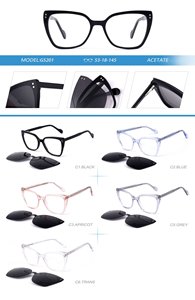 Gọng Kính Quang Học Đọc Sách Acetate 2 Trong <span class=keywords><strong>1</strong></span> Với Tròng Kính TAC Từ Tính Kính Râm Kẹp Phân Cực Cho Cả Nam Và Nữ - Product Image 2