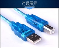 Kabel Data biru transparan AM to BM USB2.0 6 kaki baru dengan lampu LED