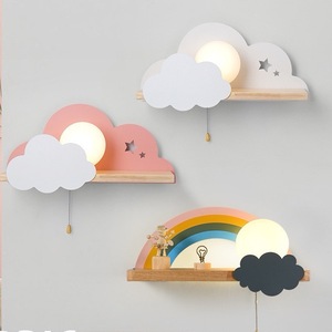 Moderno creativo <span class=keywords><strong>applique</strong></span> Pull interruttore LED in legno per <span class=keywords><strong>bambini</strong></span> comodino luce luna lampada da parete per camera da letto - Product Image 1