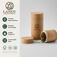 Boîte en bambou naturel de qualité supérieure avec logo personnalisé, boîte cylindrique en bois durable pour le thé, boîte-cadeau professionnelle, emballage