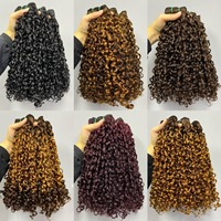 Extensiones de Cabello Humano 100% Virgen Brasileño Remy, Rizado Pixie, Doble Trama, Color 12A, 100 Gramos