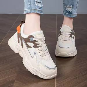 Chaussures de sport pour femmes, blanches, respirantes, en maille, à plateforme rose, à talon compensé épais, éclairées, à semelle épaisse, printemps automne - Product Image 6