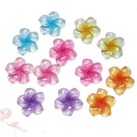 Breloques de chaussures en résine transparente à paillettes en vrac, ornements de chaussures en forme de fleur de frangipanier dégradée pour la création de pinces à cheveux DIY, de breloques pour coques de téléphone en colle crème
