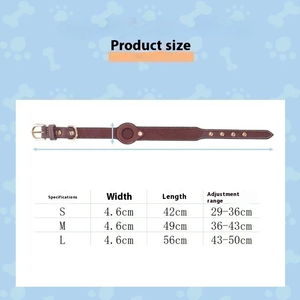 Echte, waterdichte, zachte, verstelbare honden- en kattenhalsbanden van echt rundleer met anti-verlies Apple GPS-tracking en Airtag-houder - Product Image 6