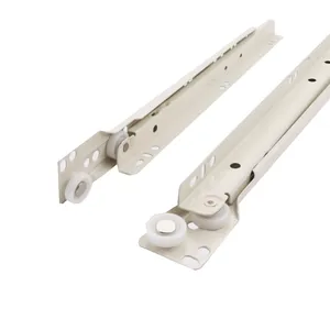 Wholesale White 2 Section Drawer Slide Powder Coated Side Mounted Roller Slide# Plastic Track Nylon Roller For Computer Desk