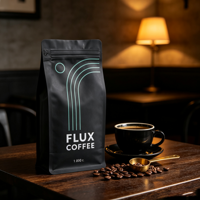 Sac à café de 500 g en aluminium mat de qualité alimentaire, fond plat, avec valve unidirectionnelle et fermeture éclair refermable