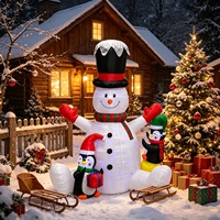 Décorations gonflables de Noël personnalisées en gros, ensemble de deux pingouins et bonhommes de neige de 1,75 mètre, ornements décoratifs d'extérieur