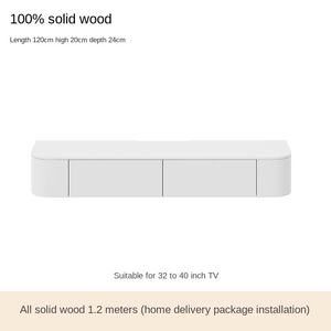 Mobile Porta TV da Parete in Legno Massello Colore Bianco Arredo Moderno Sospeso per Camera da Letto Soggiorno Piccoli Appartamenti Stile Cream Wind - Product Image 5