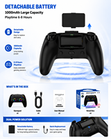 Manette de jeu sans fil RGB pour P5/PC/iOS/Android, double vibration, gâchettes adaptatives, manette de jeu pour les fêtes, cadeau pour enfants et adultes