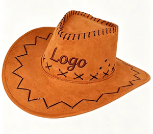 Chapeau <span class=keywords><strong>de</strong></span> <span class=keywords><strong>cowboy</strong></span> rétro occidental unisexe ajustable en gros pour adulte, chapeau <span class=keywords><strong>de</strong></span> soleil personnalisé en daim à large bord, chapeau d'été pour l'extérieur et la randonnée - Product Image 1
