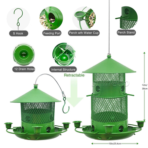 Venta al por mayor de comederos de pájaros de metal suspendidos al aire libre de gran capacidad comederos de pájaros salvajes para Sparrow Chickadee Goldfinch Eat - Product Image 3