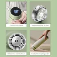 WeVi 500ml Bouteille d'eau à vide en acier inoxydable avec lumière LED pour adultes, facile à boire, cadeau d'affaires