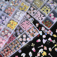 Accessoires d'ongles 3D style japonais automne, 15 compartiments, dessins animés, résine, décoratifs, alliage, feuille, cœur, étoile, flocon de neige, style Noël