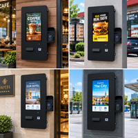 Schwarzes Outdoor-Wandterminal mit Multi-Touch-Bildschirm, NFC, POS, Kamera, Lautsprecher und Belegdrucker