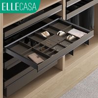 ELLECASA Tiroir à bijoux coulissant en alliage d'aluminium de luxe, à fixation murale, amovible, avec fermeture douce, organisateur de rangement intégré pour armoire