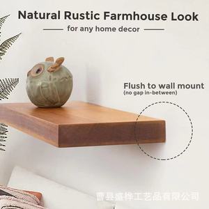 Wooden <b>Wall</b> <b>Shelf</b> 2 Tier Rectangle <b>Wall</b> <b>Mounted</b> For Bathroom Storage Display Rack - Product Image 5