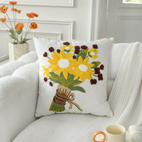 Housse de coussin moderne nordique en peluche florale, imprimée, style esthétique, pour canapé et chambre, décoration minimaliste et douce