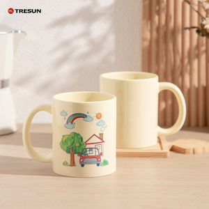 Ceramic <b>Gift</b> Coffee Mug Custom Logo Promotional Personalized Tasse Taza Creamy Yellow Ceramic Microwaveable Mug - Product Image 1