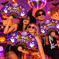 Éventails pliables d'Halloween en plastique et bambou de 33 cm, style disco effrayant, pour la vente en gros