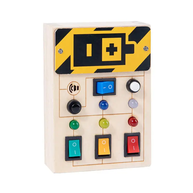新しい子供用木製可動ボード電源LEDライトスイッチコントロールパネルおもちゃ子供用ビジーボード