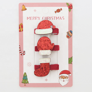 Juego de 3 Pinzas para el Cabello Hechas a Mano con Diseño de Árbol de Navidad, Brillantina, Muñecos de Nieve, Estrella y Gorro, Accesorios para el Cabello para Niños - Product Image 5