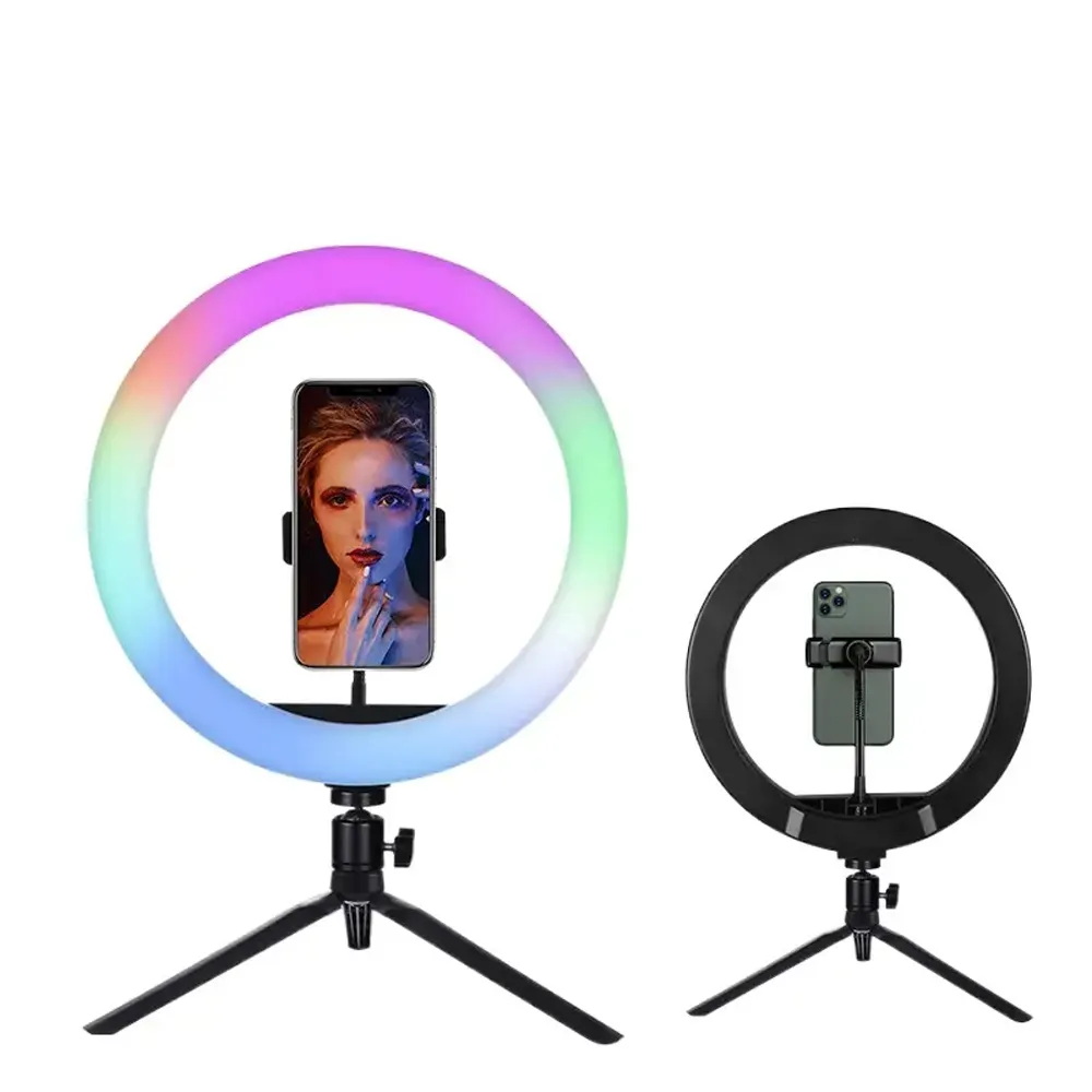 Tripod standı uzaktan kumanda ile 13 inç RGB halka flaş ışığı Video stüdyo fotoğraf Selfie Led ışık