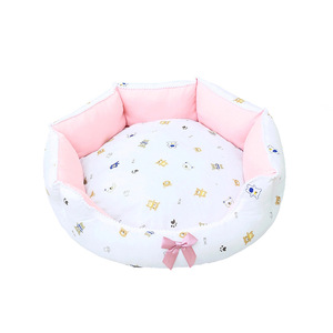 Pet <b>Bed</b> Round Soft Polyester Fiber Fill For <b>Dog</b> <b>Small</b> Medium Size Pink Bow Design - Product Image 1