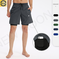 Short gris 2 en 1 pour hommes Short de compression double couche Short respirant pour hommes Sports Gym Running