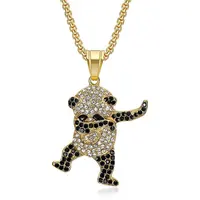 Feiner Modeschmuck Hip Hops Street Dance Anhänger Edelstahl Tier Panda Diamant Anhänger Halskette