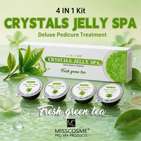 Kit Spa Gelée Cristalline 4 Étapes au Thé Vert Frais – Ensemble Pédicure et Spa des Pieds Personnalisé OEM Luxe pour Fournitures de Salon de Manucure et Pédicure