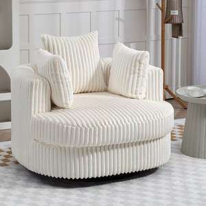 Leisure <b>Chair</b> Italian Cherry Blossom Swivel <b>Chair</b> <b>Round</b> Lazy Living Room Light Luxury Corduroy Balcony Single <b>Sofa</b> - Product Image 5