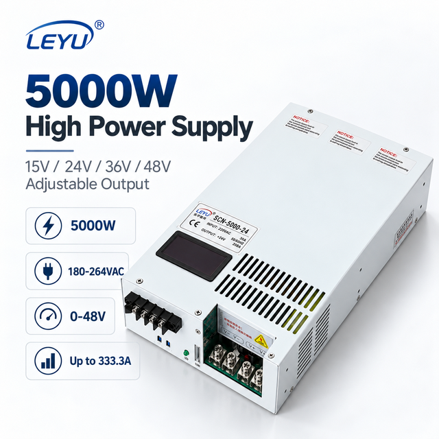 LEYU SCN-5000 5000W Adjustable Industrial Switching Power Supply 15V 24V 36V 48V High Current AC DC Power Supply