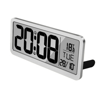 Reloj de pared digital con pantalla LCD grande con visualización de fecha/hora/temperatura, funciona con pilas para el hogar