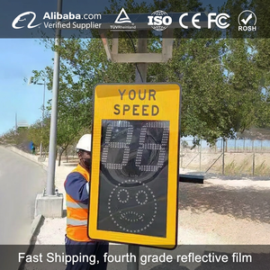 Panneaux de signalisation émotionnels à énergie solaire personnalisés Détecteur de radar de vitesse souriant Limiteur de vitesse de véhicule - Product Image 1