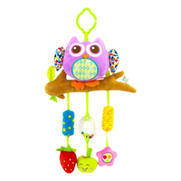 Mainan Sensorik Anti-stres Tali Tarik Hewan Musik Boneka Plush Bayi Montessori Burung Hantu Grosir untuk Bayi 0-6 6-12 Bulan