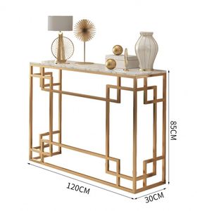Home Furniture Living Room <strong>Rectangle</strong> Side <strong>Tables</strong> Gold Legs Marble Top <strong>Entryway</strong> <strong>Table</strong> Console - Product Image 6