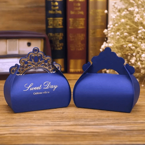 Boîte à bonbons de mariage de couleur bleue, élégante, boîtes à bonbons cadeaux, boîte à bonbons de mariage pour <span class=keywords><strong>les</strong></span> invités avec ruban en satin - Product Image 3