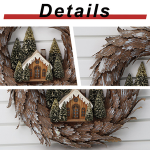 Mini Cabaña de Nieve con Árbol de Navidad Decorado con Adornos Circulares en Forma de Hoja para Decoración de Fiestas Navideñas - Product Image 3