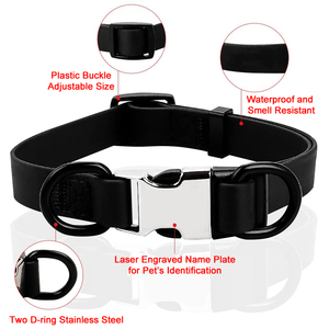 Personalizada <span class=keywords><strong>Collar</strong></span> de perro <span class=keywords><strong>Collar</strong></span> grabado con nombre personalizado impermeable de PVC respetuoso del medio ambiente cuello de perro anillo ajustable <span class=keywords><strong>Collar</strong></span> de perro - Product Image 2