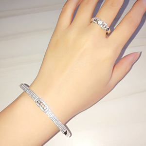 SP1024 rakol 2022สร้อยข้อมือเพทายชุบทองแบบเรียบง่ายและชุดเครื่องประดับแหวน - Product Image 3