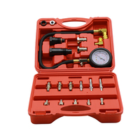 Kit d'outils de testeur de compression moteur universel 14 pièces Ensemble de manomètres de pression de cylindre avec adaptateurs pour diagnostic et réparation automobile