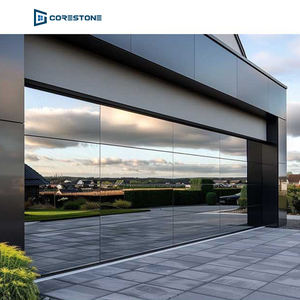 <span class=keywords><strong>Porte</strong></span> <span class=keywords><strong>de</strong></span> <span class=keywords><strong>garage</strong></span> <span class=keywords><strong>sectionnelle</strong></span> automatique moderne sur mesure en alliage d'aluminium sans cadre avec miroir en verre trempé noir et isolation thermique - Product Image 2