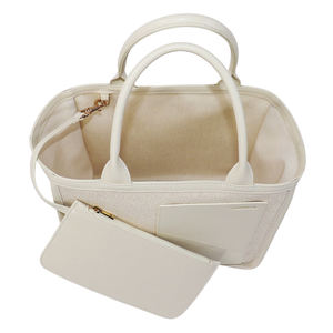 Sac fourre-tout vintage simple pour femme, écologique, à fermeture ouverte, deux poignées, bandoulière amovible, porté croisé, 1-1,9 L, en toile à lettres - Product Image 5