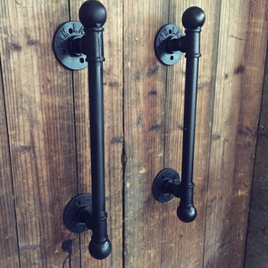 Maniglia per Porta in <span class=keywords><strong>Metallo</strong></span> <span class=keywords><strong>Nero</strong></span>, Pomello Decorativo in Ferro Battuto Stile Industriale per Mobili - Product Image 2