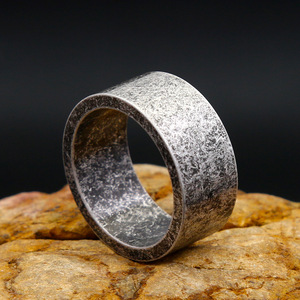 yunnique Minimalist Retro <b>Titanium</b> Steel <b>Ring</b> Distressed Finish Wedding Band For Men And Women - Product Image 3